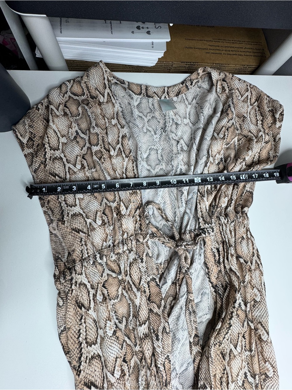 Kona Sol Snakeskin Print Tie-Front Boho Midi Duster Cover-Up - Picture 7 of 7